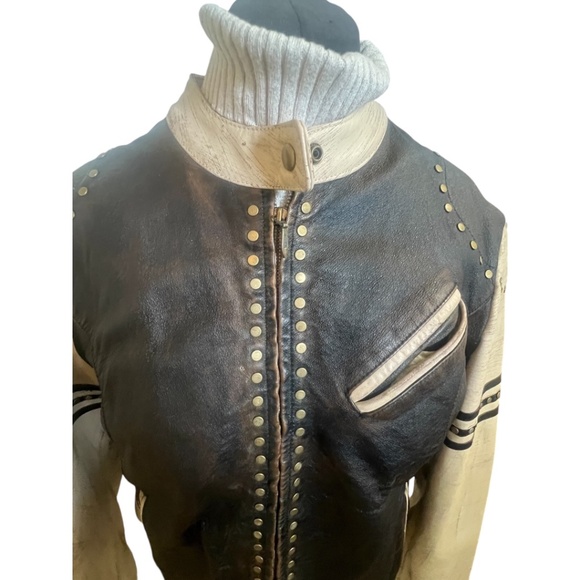 Wilsons Leather Moto Jacket Vintage Rare Biker Woman Men Distressed IX XXL Plus - Picture 5 of 15